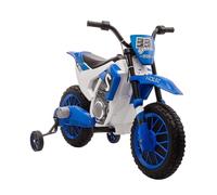 HomCom – Moto cross électrique enfant – 12 V, 3–8 km/h, roulettes amovibles, 3–5 ans – Bleu