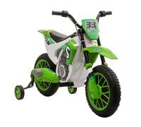 HomCom Moto cross électrique pour enfant 3 à 5 ans 12 V 3-8 km/h roulettes latérales amovibles vert