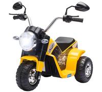 HomCom Moto électrique enfant Chopper 6V 20W AV/AR 3 roues lumineux et sonores Jaune/Noir