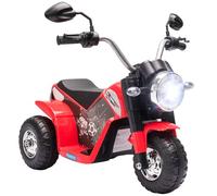 HomCom Moto électrique enfant Chopper 6V AV/AR 3 roues Effets lumineux/sonores Rouge/Noir