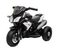HOMCOM Moto Électrique Enfants 3 Roues 6 V 3 km/h 3 à 5 Ans Noir Blanc