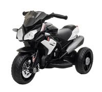HOMCOM Moto électrique Enfants 3 Roues 6 V, Voiture électrique Enfants avec Effets Lumineux et sonores, Vitesse 3 km/h, pour 3 à 5 Ans, Charge 25 kg, Noir et Blanc