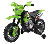 HOMCOM Moto électrique Enfants, Moto Cross pour Enfants avec Batterie 6 V, phares, musiques et Roues d'entraînement, 3 à 6 Ans, Charge 25KG, Vert et Noir
