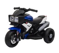 HOMCOM Moto Électrique pour Enfants 3-5 Ans 6V (max. 25 kg), Vitesse 3 km/h, avec 3 Roues, Lumières et Sons, Bleu et Noir, 86x42x52 cm