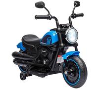 HOMCOM Moto Électrique pour Enfants 3 km/h 6V Phare LED 18-36 Mois Bleu