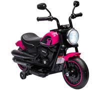HOMCOM Moto Électrique pour Enfants 3 km/h 6V Phare LED 18-36 Mois Rose