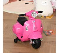 HOMCOM Moto Électrique pour Enfants 6V avec Licence Officielle Vespa Batterie, Mini Moto Électrique pour Enfants de 18-36 Mois avec Phares et Klaxon, 66,5x38x52cm, Rose