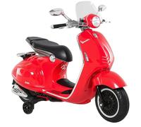 HOMCOM Moto électrique pour enfants à partir de 3 ans, licence officielle Vespa, jouet en polypropylène et acier, avec 2 roues, lumières et sons, 108 x 49 x 75 cm, rouge