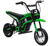 HOMCOM Moto électrique pour enfants de 8 à 12 ans, avec moteur 24 V, 350 W, mode de vitesse 8 à 16 KMH, pneus pneumatiques de 30 cm, avec phare musical, pour enfants de 8 à 12 ans, verte