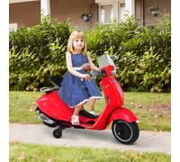 HOMCOM Moto Électrique pour Enfants, Moto pour Enfants 6V avec Phares, Musique, Marche Avant et Arrière, Roues de Formation, Capacité de 30 kg, Moto Électrique pour Enfants de 3 à 6 Ans, Rouge