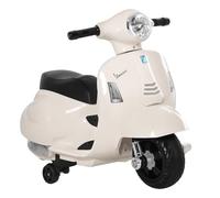 HOMCOM Motocyclette électrique pour enfants avec permis officiel Vespa Batterie 6V, phares et klaxon, pour les enfants de 18 à 36 mois, blanc, 66.5x38x52cm