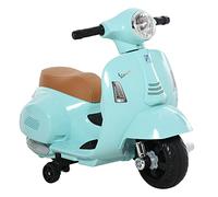 HOMCOM Motocyclette électrique pour enfants avec permis officiel Vespa Batterie 6V, phares et klaxon, pour les enfants de 18 à 36 mois, vert, 66.5x38x52cm