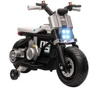 HOMCOM Motos électriques pour enfants 6V avec roues, klaxon, 4 phares et musique, motos électriques pour enfants 3-5 ans en PP et métal, vitesse 3 km/h, 86x44x58 cm, blanc