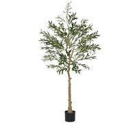 HOMCOM Olivier Artificiel 150 cm Plante Artificielle intérieur Arbre Artificiel en Pot avec des Feuilles et Fruits réalistes, Fausse Plante Vert décoration pour Maison, Bureau, Salon, Chambre