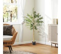 HOMCOM Olivier artificiel 150 cm plante artificielle intérieur, fausse plante décoration pour maison, bureau, salon, chambre