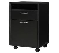 HOMCOM Caisson de bureau rangement bureau sur roulettes tiroir placard niche panneaux particules noir