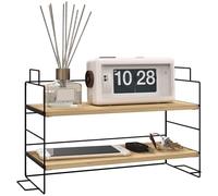 HOMCOM Organisateur de Bureau, étagère de Rangement de Bureau à 2 Niveaux, étagère en Bois et Structure métal Noir, 42 x 16,5 x 24,5 cm