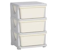 HOMCOM Organisateur de Jouets pour Enfants avec tiroirs à 3 Niveaux, boîtes de Rangement en Plastique, Coffre à Jouets pour Chambre d'enfant, crèche, Salon, pour garçons et Filles 3-6 Ans, crème