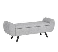 HOMCOM Ottoman de Rangement avec accoudoir, Banc de Rangement en Lin tapissé, siège de fenêtre avec Pieds en Bois de Caoutchouc, Pouf pour Chambre à Coucher, Salon, Couloir, Gris foncé