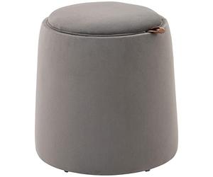 HOMCOM Ottomane 2 en 1 Pouf rond Pouf rembourré Repose-pieds avec espace de rangement, couvercle amovible aspect velours Table d'appoint pour salon chambre gris foncé Ø44 cm x 47,5 cm