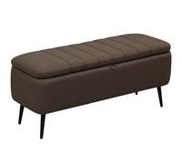 HOMCOM Ottomane de rangement rectangulaire avec dessus rabattable, banc rembourré en lin avec pieds en acier pour salon, chambre à coucher, marron foncé
