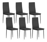 HOMCOM Pack de 6 chaises de Salle à Manger Modernes, chaises de Cuisine rembourrées en Lin avec Dossier Haut et Pieds en métal, pour Le Salon, Noir