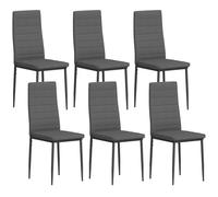 HOMCOM Pack de 6 chaises de Salle à Manger Modernes, chaises de Cuisine rembourrées en Lin avec Dossier Haut et Pieds en métal, pour Le Salon, Gris