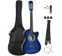 HOMCOM Pack guitare électrique, pour Débutants, Sac, Câble, Bleu et Noir | Kit Guitare Électrique, Sangle, Corde, Médiators