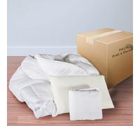 HOMCOM Pack Oreiller mémoire de forme + Protège-matelas coton + couette synthétique 1 personne pour lit de 90x190cm