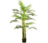 HomCom Palmier areca artificiel H.190 cm – 30 grandes feuilles, grand réalisme, pot inclus, vert