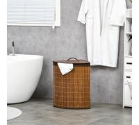 HOMCOM Panier à Linge avec Couvercle, 55L capacité, doublure amovible, 38 cm x 38 cm x 57 cm, Brun