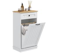 HOMCOM Panier à Linge basculant, Armoire de Rangement pour Linge, Blanc