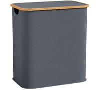 HOMCOM Panier à Linge Double Pliable 80 L avec Couvercle Bac à Linge Gris