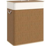 HOMCOM Panier à linge en bambou avec couvercle 100 L Collecteur de linge avec poignées en corde, sac à linge amovible, Laundry Baskets Trieur de linge pour buanderie chambre salle de bain Marron