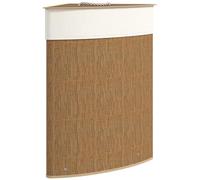 HOMCOM Panier à linge en bambou avec couvercle, 55 l, d'angle avec sac à linge amovible, pour salle de bain, buanderie, chambre à coucher, marron