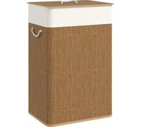 HOMCOM Panier à linge en bambou avec couvercle 72 L Collecteur de linge avec poignées en corde, sac à linge amovible, Laundry Baskets Trieur de linge pour buanderie chambre salle de bain Marron
