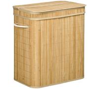 HomCom Panier à linge en bambou 90 L – 2 compartiments, sac amovible en tissu – 54,2×35,2×59,5 cm
