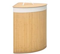 HomCom Panier à linge d'angle en bambou 55 L avec couvercle et sac amovible bois naturel 38x38x57 cm