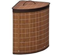 HOMCOM Panier à linge en bambou d'angle 55L avec couvercle et sac amovible 38 x 38 x 57 cm marron