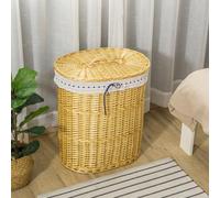HOMCOM Panier à Linge en Osier Panier à Linge en Osier Bac à Linge Collecteur d'osier tressé avec Sac à Linge et Couvercle Naturel 100L 51 x 38 x 57 cm