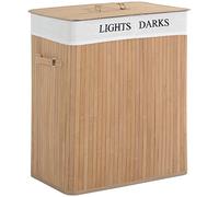HOMCOM Panier à linge organiseur pliable 100L 52x32x63cm couleur bois.