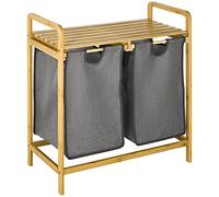 HOMCOM Panier à Linge Panier de Rangement 63,5 x 33 x 73 cm Gris Foncé