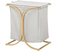 HOMCOM Panier à linge panier de rangement corbeille à linge bac linge sale en bambou 2 paniers séparés en tissu avec couvercle - 55L x 40l x 62H cm gris foncé