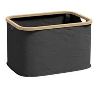 HomCom Panier à linge pliable 36 L – non tissé bambou, poignées rainurées – Noir