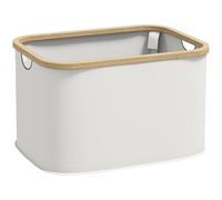 HOMCOM Panier à linge pliable avec poignées pour salle de bain, chambre, buanderie, 44,3 x 33,3 x 26,5 cm, crème