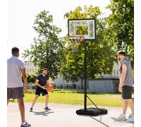 HOMCOM Panier de basket avec roues, ajustable en hauteur 210-260 cm, panier de basket avec support, adapté pour une utilisation intérieure et extérieure, acier et plastique, noir
