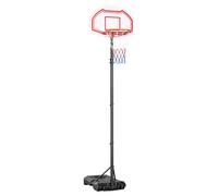 HOMCOM Panier de basket-ball d'extérieur avec poteaux à panneaux, base lestée sur roulettes, hauteur réglable 2,1-2,6 m (panier) - Noir, blanc et rouge