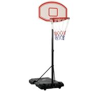 HOMCOM Panier de Basket extérieur Ajustable Portable Hauteur d'arceau réglable 212-250 cm Base de lestage sur roulettes Poteau métal Noir Blanc