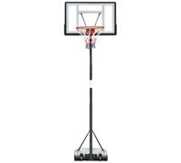 HOMCOM Panier de Basket Extérieur avec Poteau 2,55-3,05 m Noir Blanc | Panneau, Base de Lestage sur Roulettes, Hauteur Réglable, Usage Intérieur Extérieur