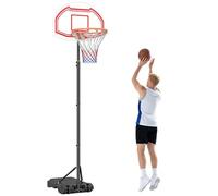 HOMCOM Panier de Basket extérieur avec Poteau Panneau, Base de lestage sur roulettes Hauteur réglable 2,1-2,6 m (Panier) - Noir Blanc et Rouge